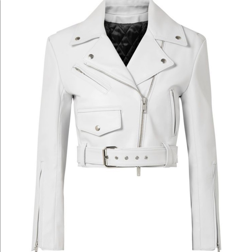 Cropped leather biker jacket Calvin Klein